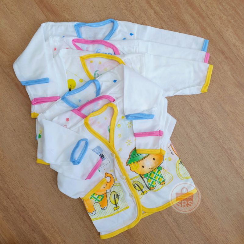 6 Pcs (1/2 Lusin) Baju Bayi Lengan Panjang 0-6 Bulan Boboko Sablon Newborn Baju Tangan Panjang