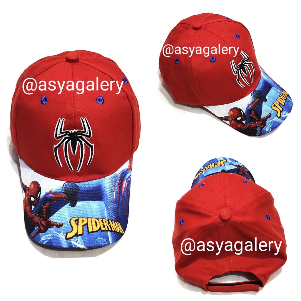 TOPI ANAK KARAKTER SPIDERMAN BORDIR+FULL PRINT/SPIDERMAN BORDIR+FULL PRINT/BORDIR+FULL PRINT