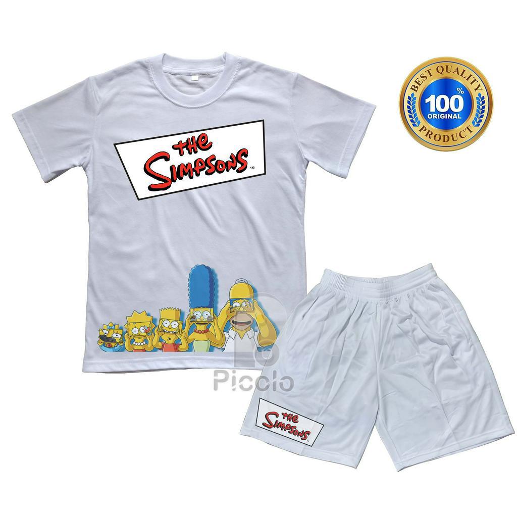 (FREE NAMA) BAJU KAOS SETELAN ANAK MOTIF KARTUN THE SIMPSONS UNISEX Bahan COTTUN