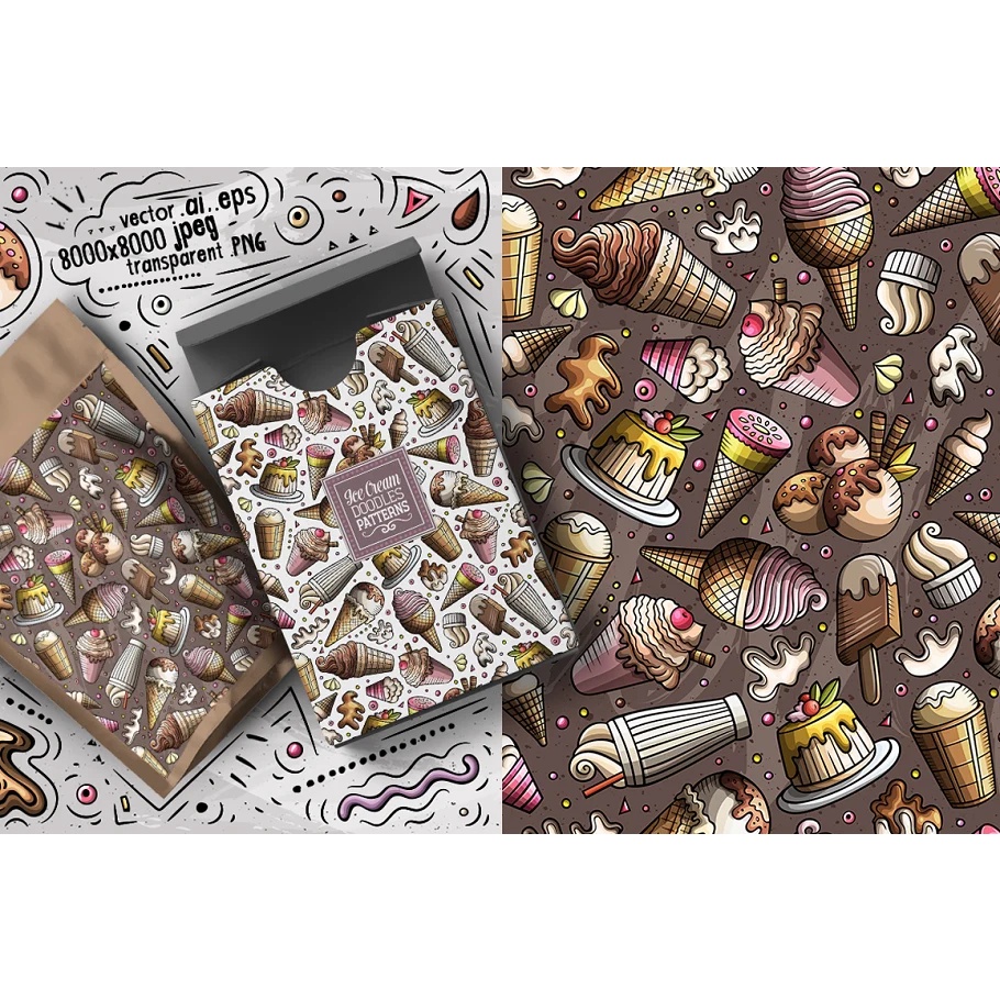 7 Ice Cream Seamless Patterns