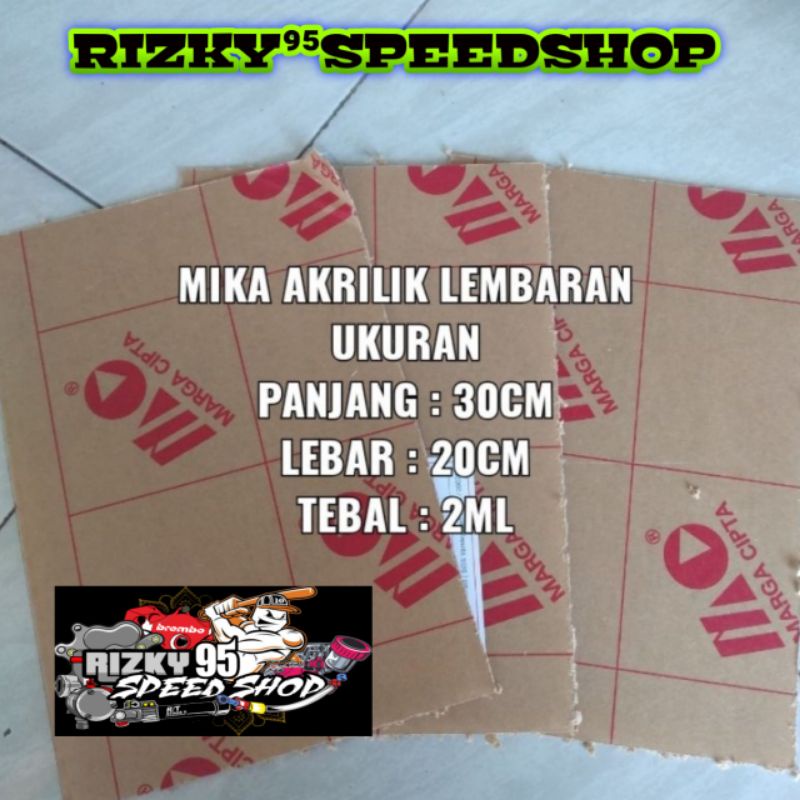 Mika akrilik bening lembaran ukuran panjang 30cm lebar 20cm tebal 2ml