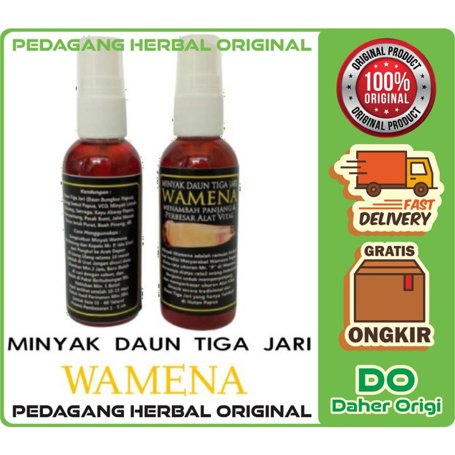 MINYAK DAUN BUNGKUS PAPUA WAMENA TIGA JARI OBATHERBAL PEMBESAR ALAT VITAL PERIA PEMANJANG MR P PERMA