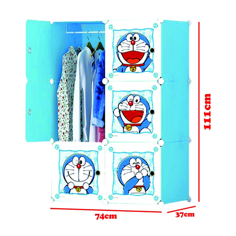 Lemari Plastik 6 Pintu Gantungan Lemari Pakaian Rak Serbaguna Lemari Portable Lemari Susun - DR88