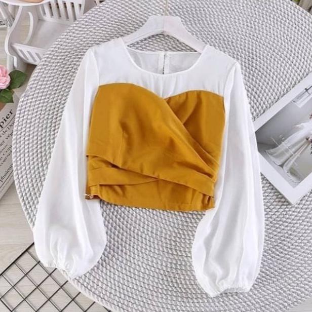 Blouse Korea Model Kemben Baju Atasan Wanita Kpop Anak Remaja Cewek