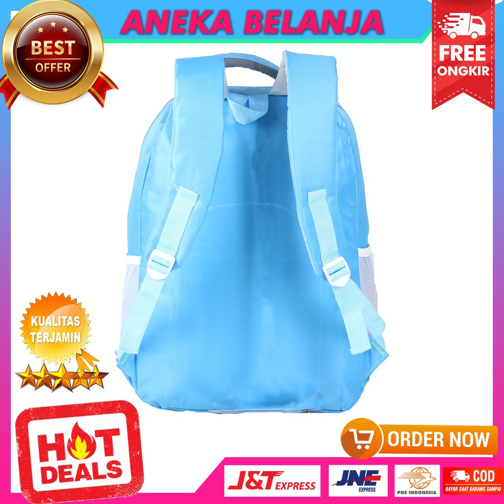 Tas Gendong Cahaya Princess Biru Cewek Ransel Sekolah SD SMP Free Raincover Berkualitas Tas Sekolah