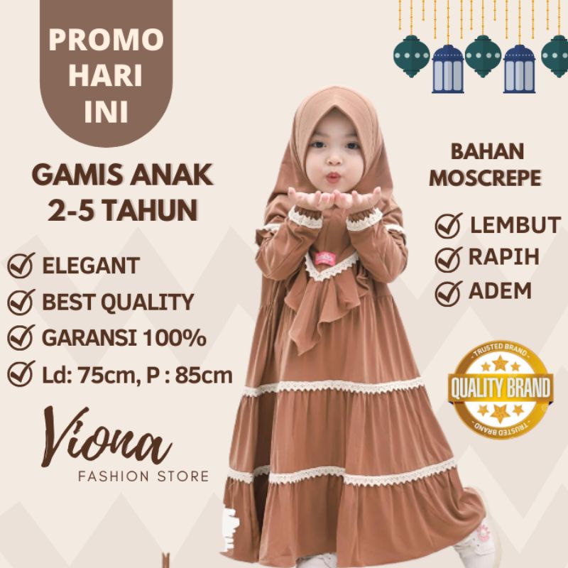 Gamis Polos Anak Renda Bawah Gamis Anak Perempuan 2-5 Tahun