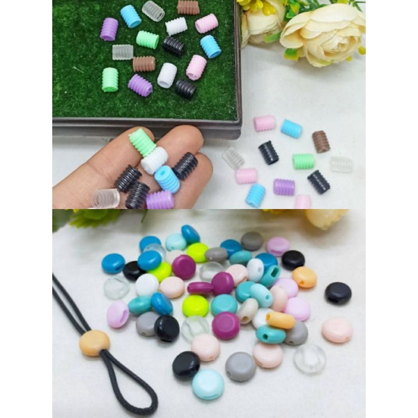(25-50 pcs) Stopper Tali Masker Spiral / Stopper Tali Karet Masker Silikon / Toggle Stopper Elastis 