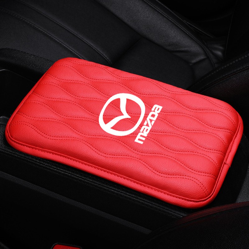 Car Armrest Pad Universal Leather Auto Center Console Storage Box Cover Mat Automobiles Waterproof Armrest Protector Cushion For Mazda CX5 Mazda 3 2 6 5 CX3 RX8 BT50 323 CX8 CX30 RX7 626 CX7 NX5 CX9