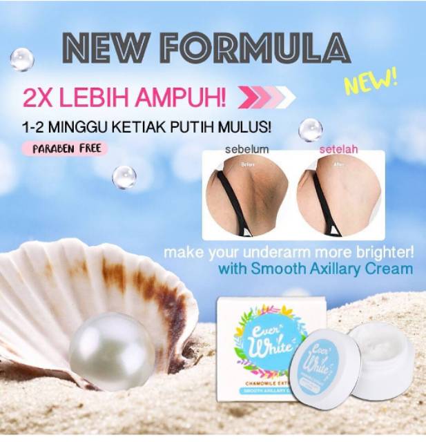 EVERWHITE SMOOTH AXILLARY CREAM - EVER WHITE BLUE. PEMUTIH KETIAK SIKU LUTUT LIPATAN TUBUH