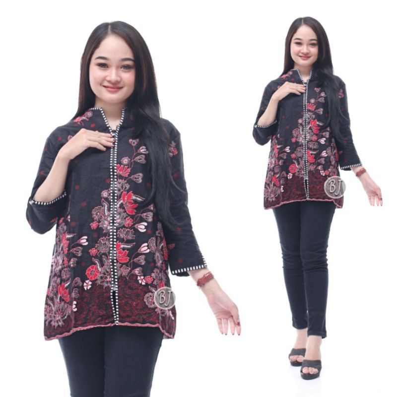 tey-17 Batik wanita ASJ SA HRB026 Kenongo Kemeja Tosca Pendek-I