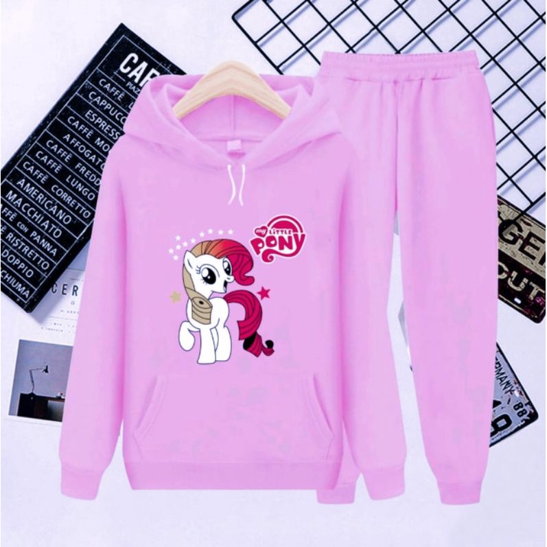 SETELAN HOODIE ANAK MODEL KEKINIAN LITTLE PONY/SETELAN CELANA PANJANG KUDA PONY/UMUR 3-16 TAHUN