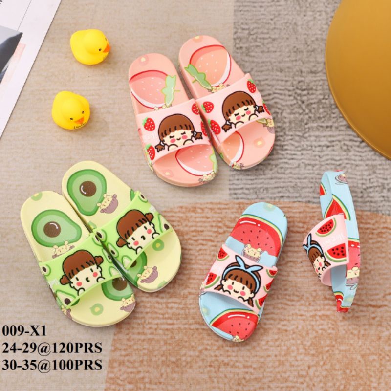 Sandal Selop Anak Cutie Motif Buah Buahan Karakter Kartun Jepang Buah Empuk Lentur