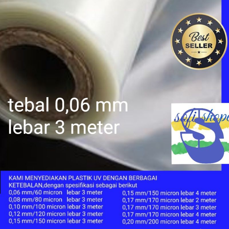 Plastik UV lebar 3 meter tebal 60 micron green house