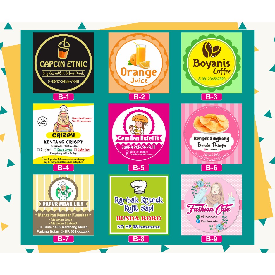 Jual Stiker Label Makanan Minuman Skincare Custom Murah Bentuk Kotak