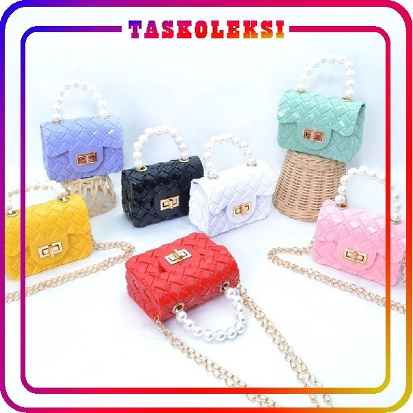 ☛TK☚ W164 W178 TAS MINI JELLY ANYAM PEARL | TAS IMPORT JELLY MUTIARA MINI ANYAM | TAS JELLY GLOSSY