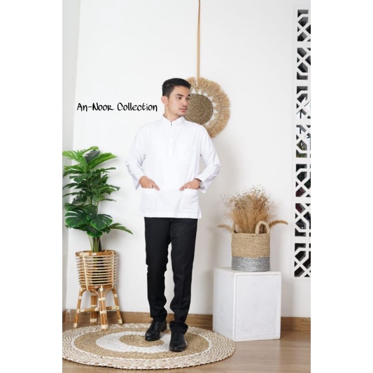 BAJU KOKO TAQWA AL KHIDMAH KANCING MELAYU - PUTIH