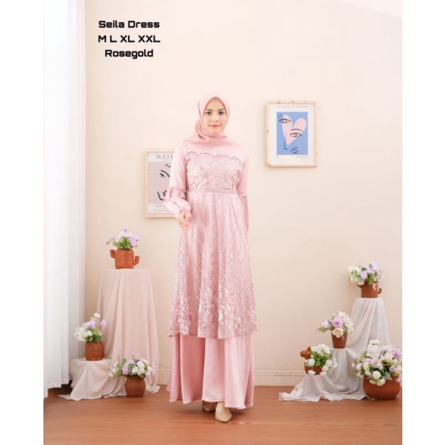 Permata Olshop / Dress Seila NF / Gamis Kebaya Pesta Modern / Kebaya Modern / Dress Kondangan