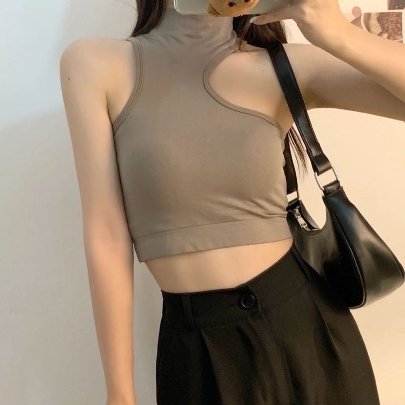 EJ - BR05 - Sling Tanktop / Crop Top / Atasan Wanita Bralette Push Up-BR9-Choco
