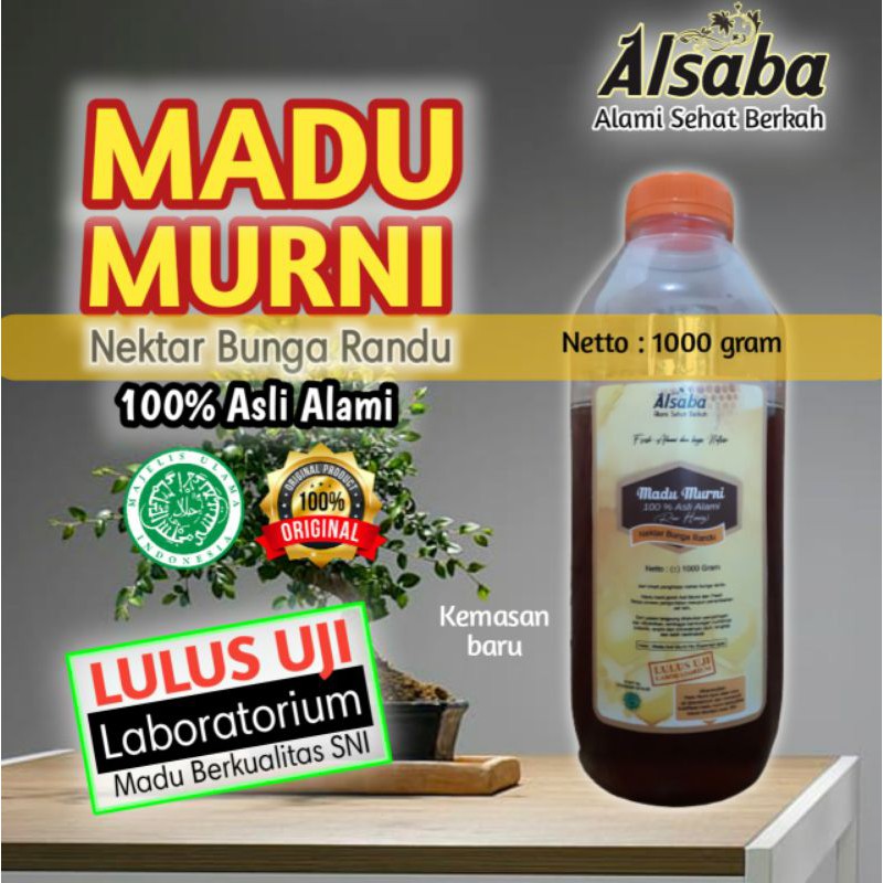 

2Xbtygneal Sakha Snack ) Madu Murni Asli Alami Organik Lebah Bunga Randu 1000 Gram / 1Kg Lulus Uji