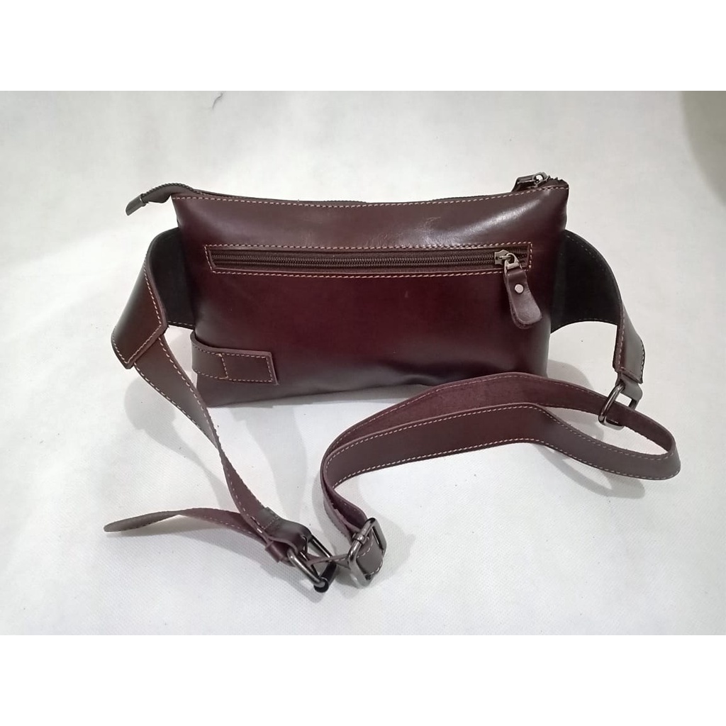 Tas waistbag kulit sapi asli classic 100% kulit sapi asli
