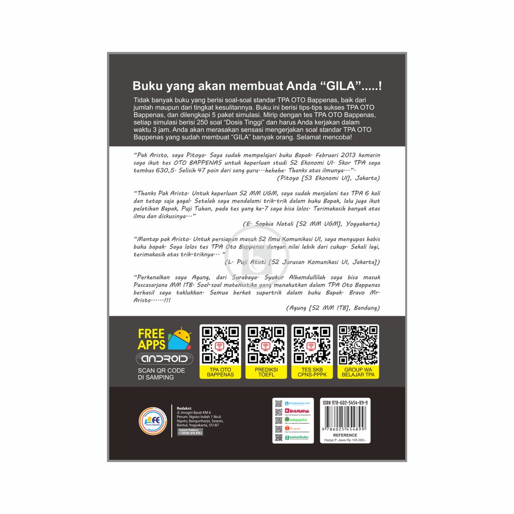 Buku The Best Rekor Nilai 709,5 Tpa Oto Bappenas + Toefl dari Aristo Chandra-3