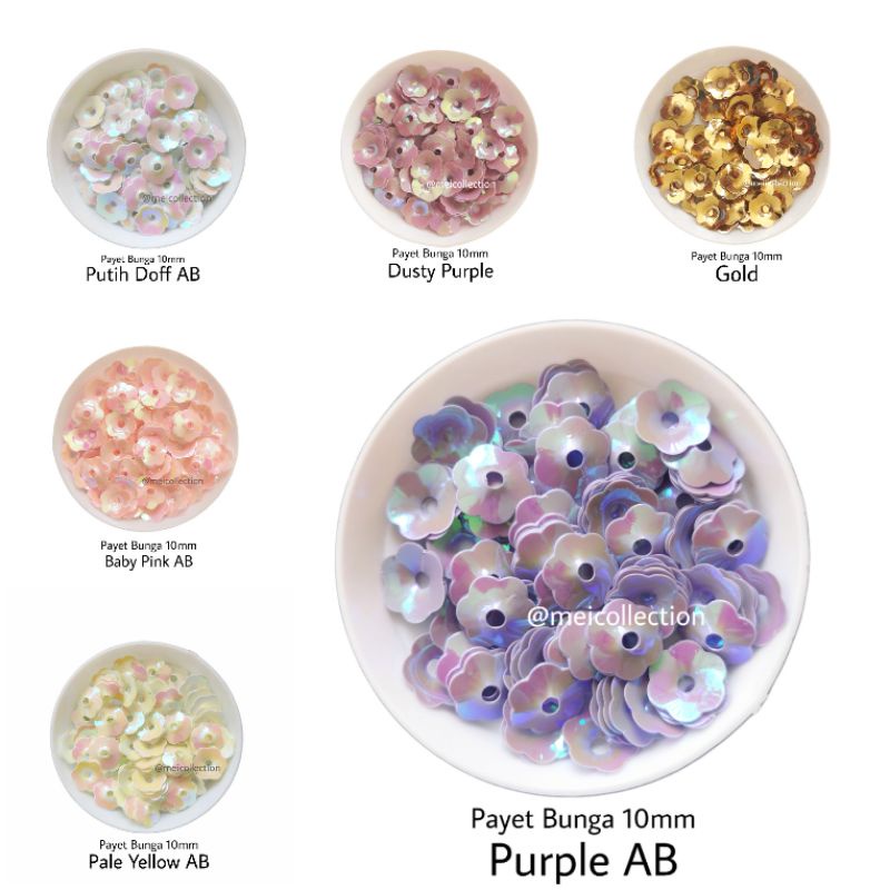 (BYK WARNA) Payet bunga flower flat 3d bahan borci
