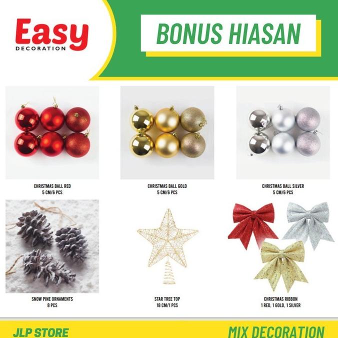 

[PROMO SPESIAL] POHON NATAL BESAR LENGKAP DENGAN HIASAN TINGGI 2,4 METER 8 FT 240 CM