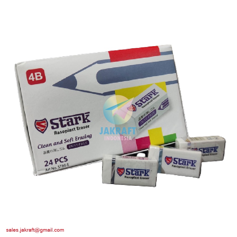 

(24 Pcs) Penghapus Pensil Putih STARK ST86-E White Eraser Tanpa Ampas Dust Free Berkualitas Pasti Bersih