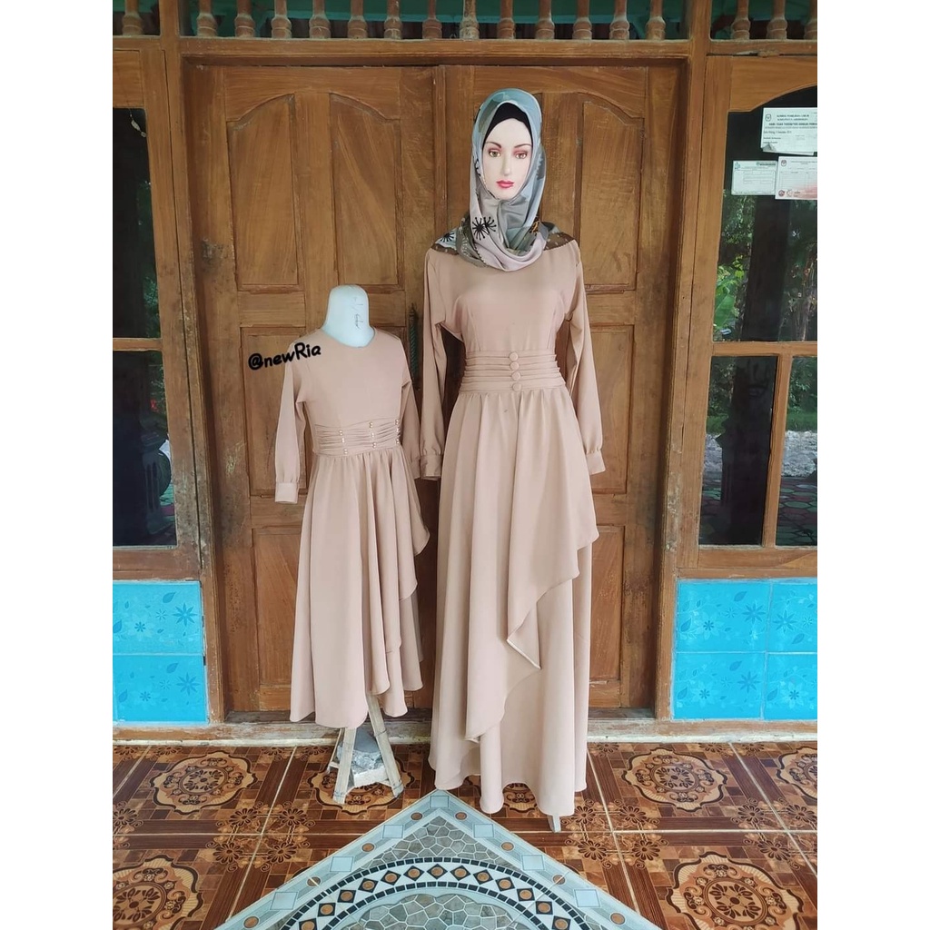 GAMIS POLOS COUPLE IBU DAN ANAK GAUN KEKINIAN