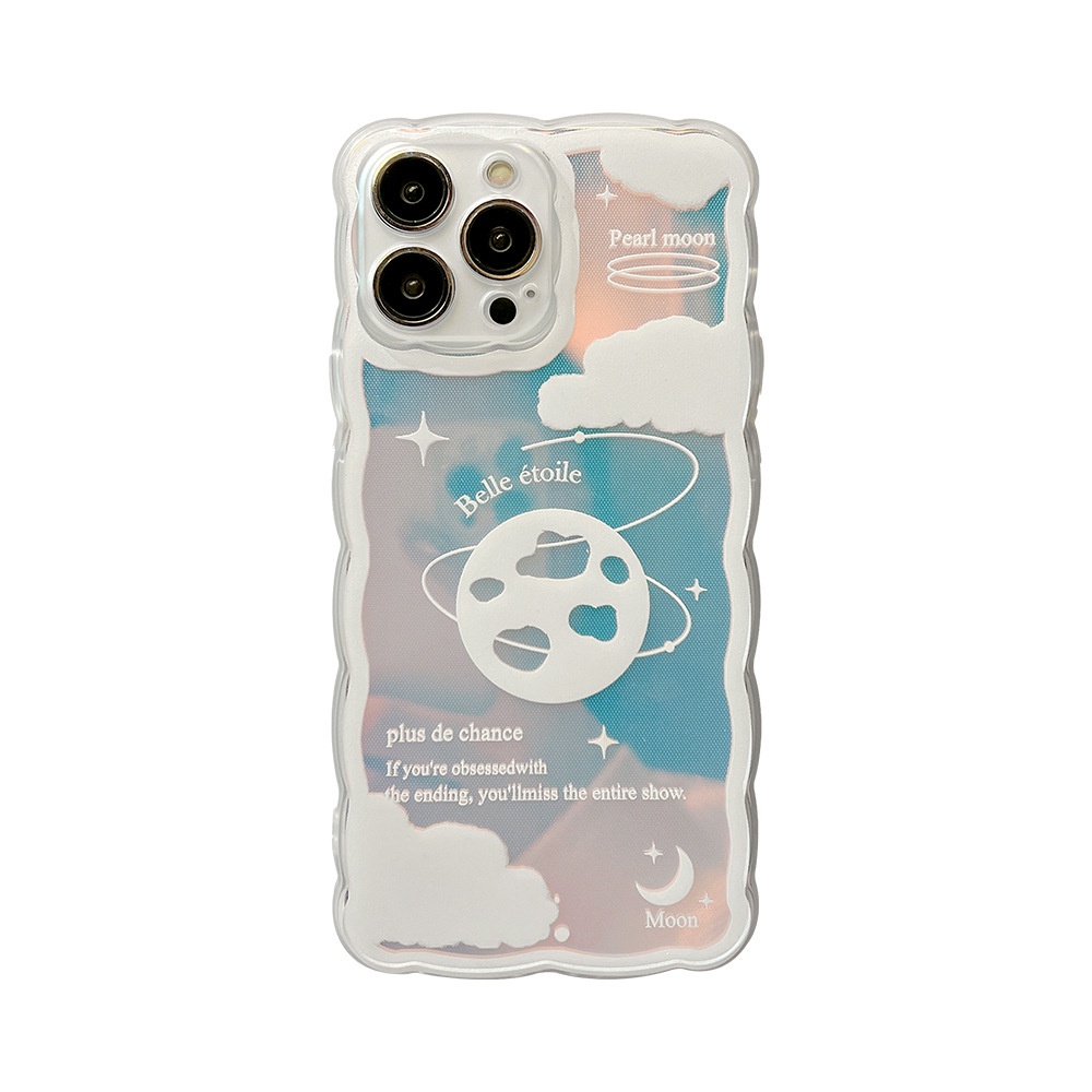 Casing Iphone 11 8 7 Plus SE2 XS XR 12 13 Mini PRO MAX Transparan Motif Awan Putih