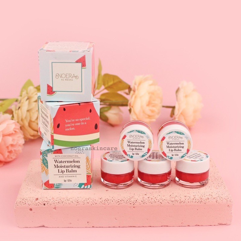 ✦SINAR✦Noera Moisturizing Lip Balm &amp; Noera Watermelon Lip Scrub | Pelembab bibir &amp; Scrub Bibir 50gr