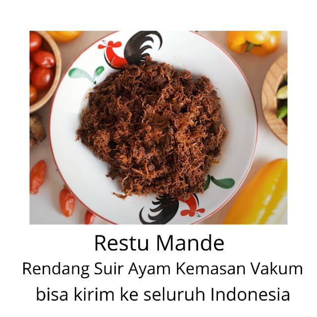 

Restu Mande Rendang Suir Dada Ayam Fillet Rendang Restu Mande Kemasan Vakum 200 gram