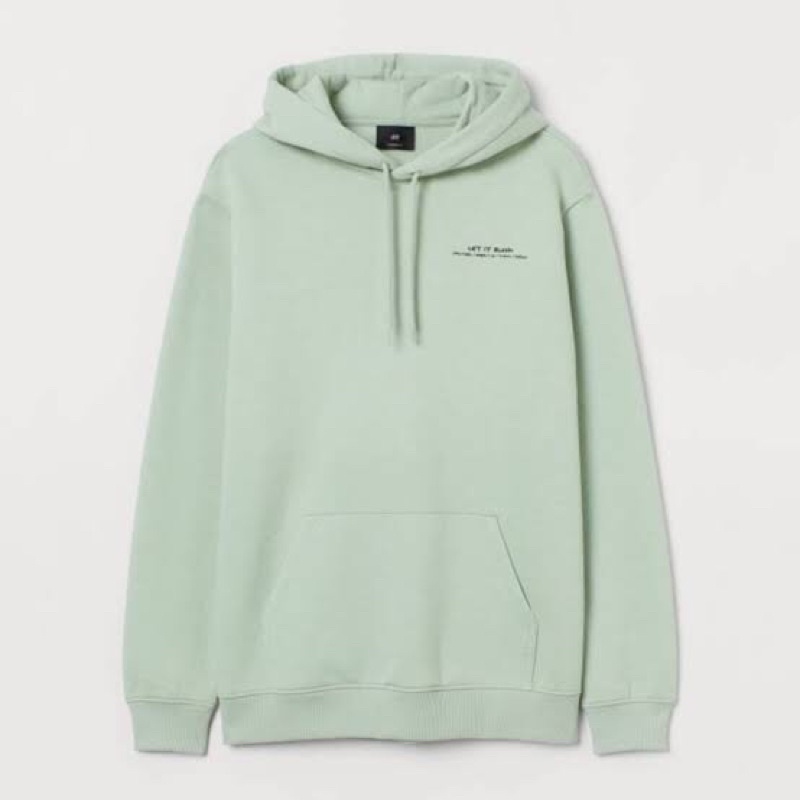 H&M HOODIE LET IT BLOOM GREEN