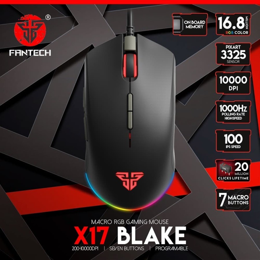 Fantech BLAKE X17 Mouse Gaming RGB - Hitam