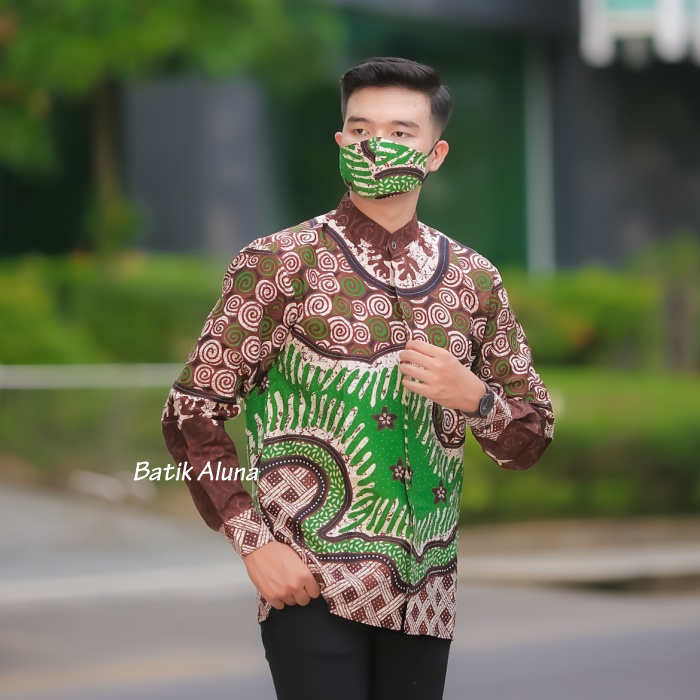 Koko Kurta Dewasa Motif Batik Kerah Shanghai Lengan Panjang Produksi Batik Aluna MBA 006