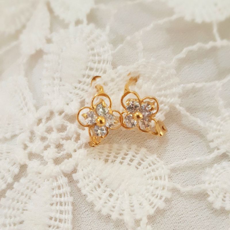 Anting Bunga Putih Emas Muda 1 gr