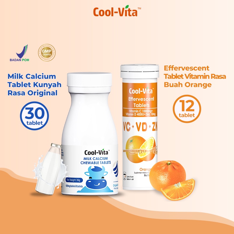 CoolVita Milk Calcium Chewable (Kunyah) Rasa Original Flavor isi 30 Tablets