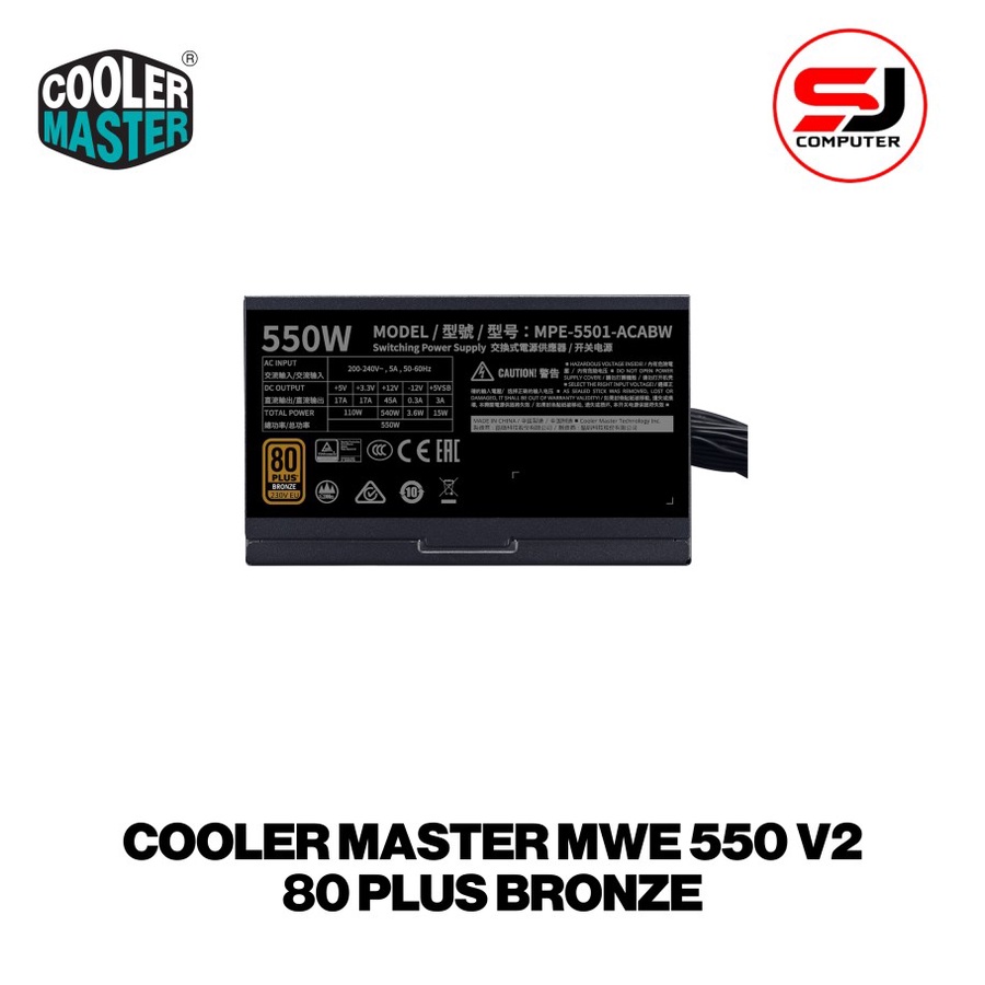 COOLER MASTER MWE 550 V2 80+ BRONZE PSU POWER SUPPLY 550W MWE550 PLUS