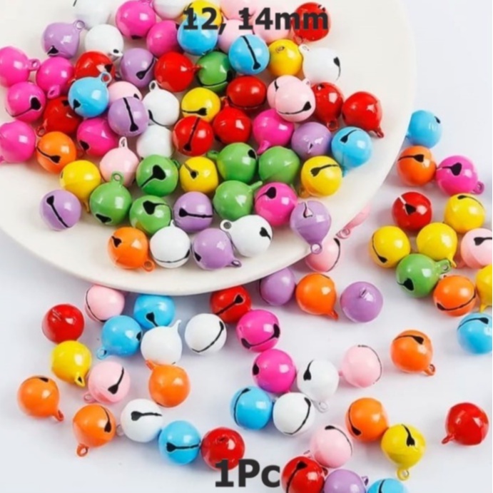 Bell Lonceng Kelintingan Bulat Doff Warna-Warni Uk 12-14mm Harga/1Pc