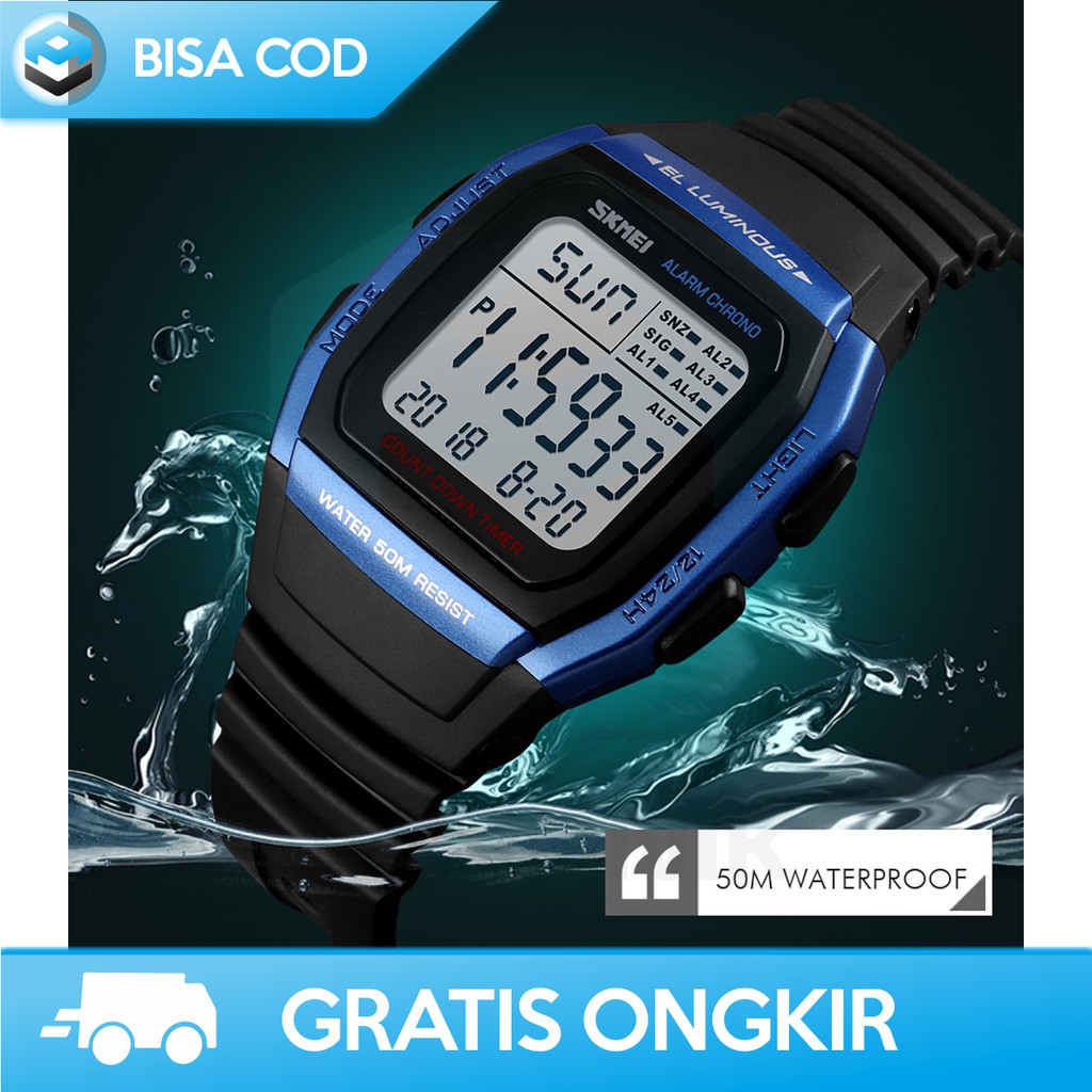 JAM TANGAN DIGITAL KOTAK ORIGINAL SKMEI 1278 - JAM TANGAN KOTAK PRIA ANTI AIR MURAH