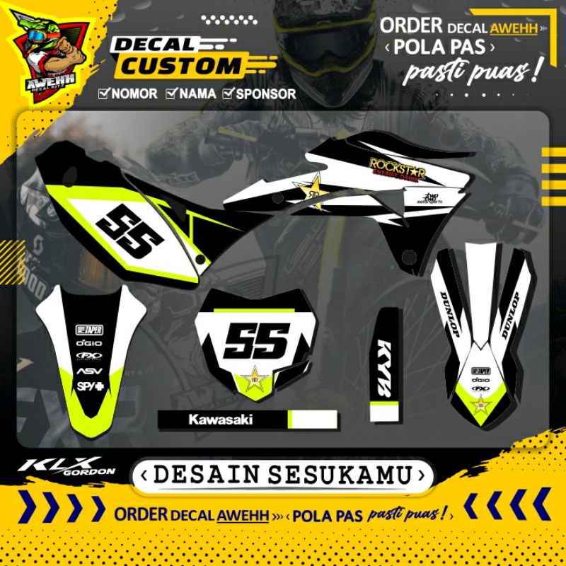 DECAL KLX GORDON - KLX OLD - KLX DTRACKER CUSTOM
