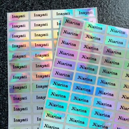 STIKER LABEL NAMA WATERPROOF POLOS