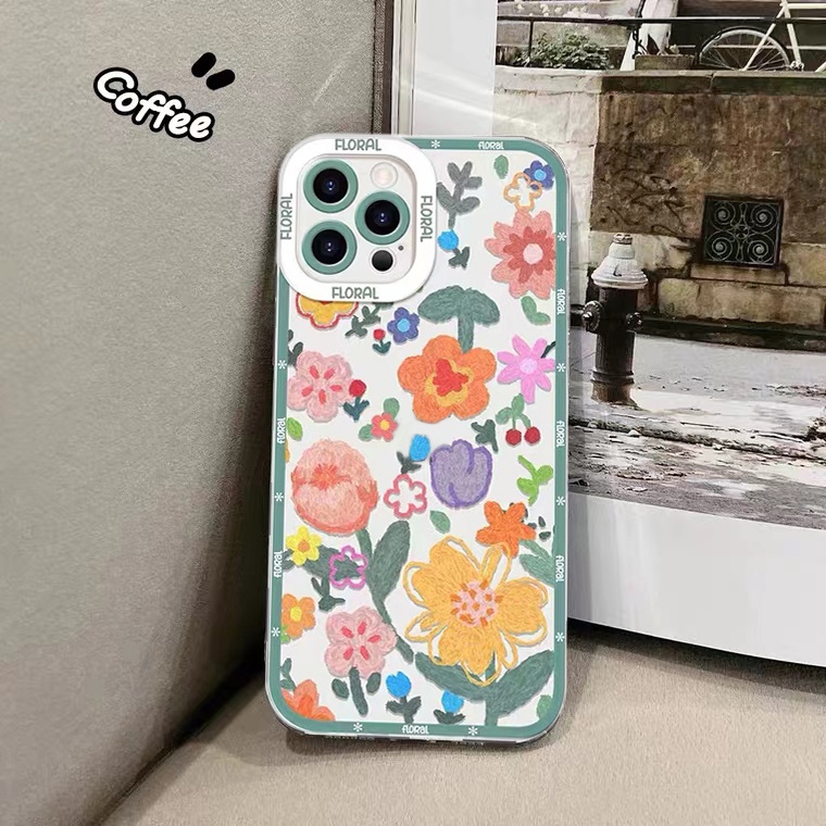 Soft Case Silikon Transparan Motif Bunga Untuk iPhone 11 12 13 Pro Max X XR Xs Max 6 6S 8 7Plus