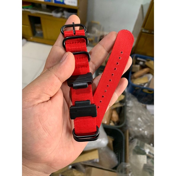 Strap Tali Jam Tangan G shock Adptor Zulu strap Merah 22MM