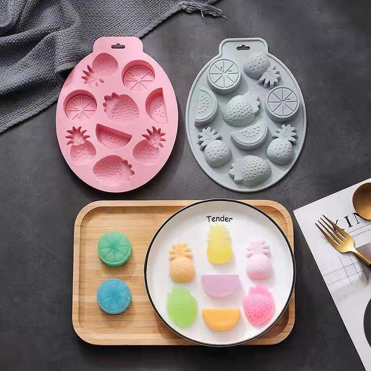 Cetakan Silicone Silikon Puding Coklat Cake Es Motif Fruit Buah W/Mix