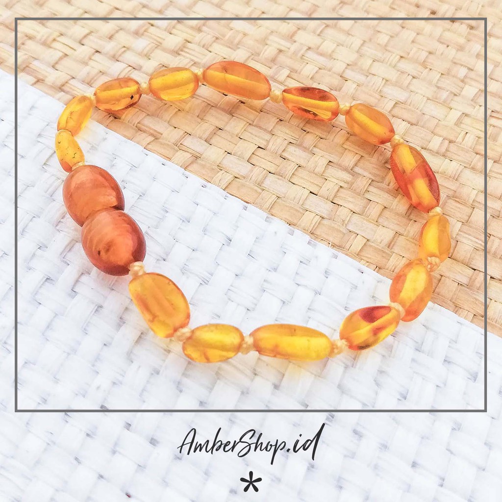 OL5X4LC (FREE GIFT) 14CM Gelang Amber pereda tumbuh gigi bayi - Amber Shop