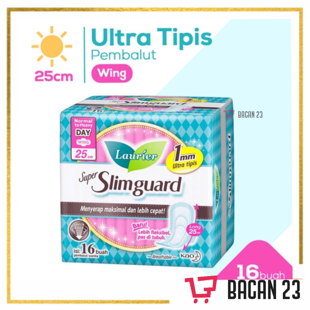 Laurier Super Slimguard Wings - ( 25 mm - 16bh ) / Pembalut Tipis / Softex / Bacan 23 - Bacan23