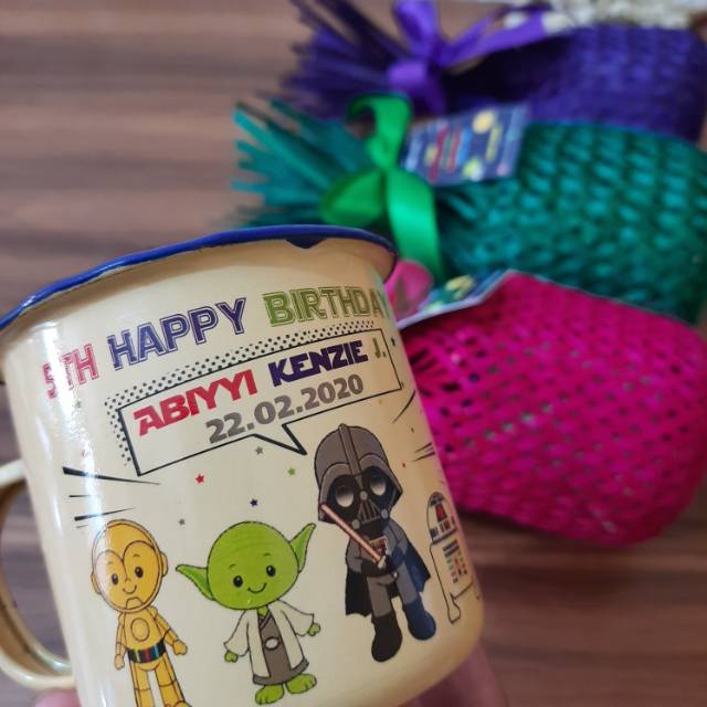 Souvenir Mug Kaleng Enamel-Ukuran 7cm-Souvenir Ulang Tahun-Souvenir Pernikahan