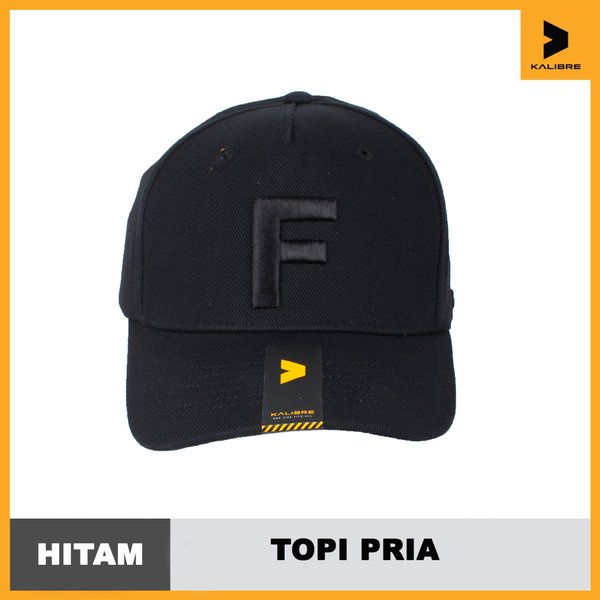 NEW-BARU-Topi Pria- Kalibre Topi-Fashion Pria-Tpi Huruf F- Kalibre Original 991596 Logo F-Hitam-Kali