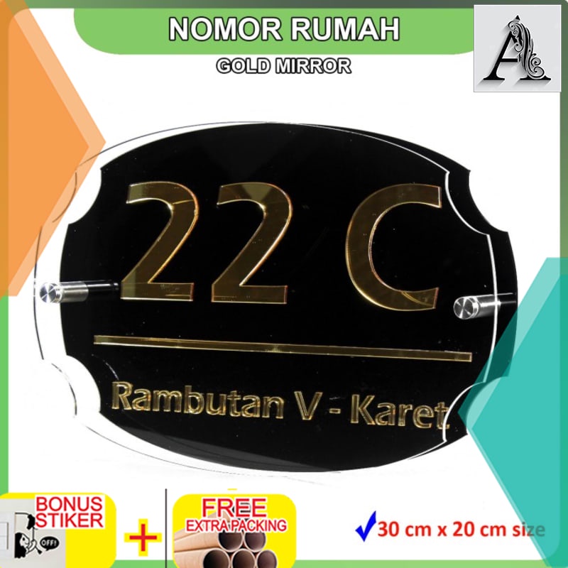 

Terlaris Nomor Rumah 3 Layer Akrilik/Acrylic GOLD MIRROR